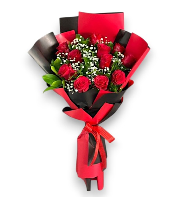 Gül Buketi 11 Adet Siyah Kırmızı Tasarım