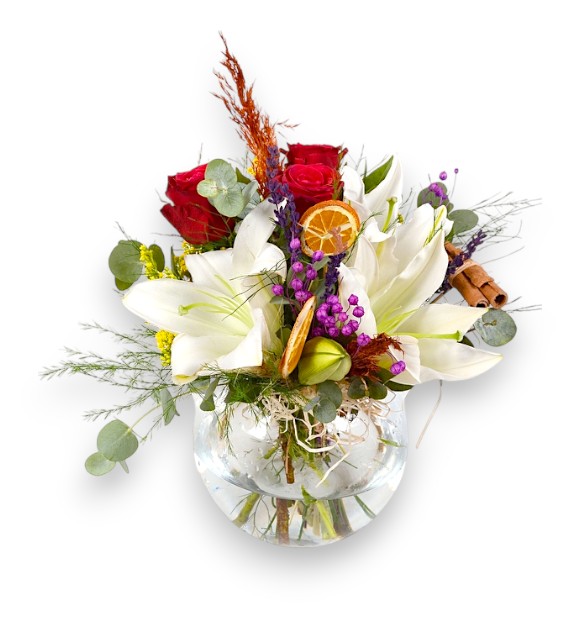 Cam Fanusta Lilyum Ve Gül