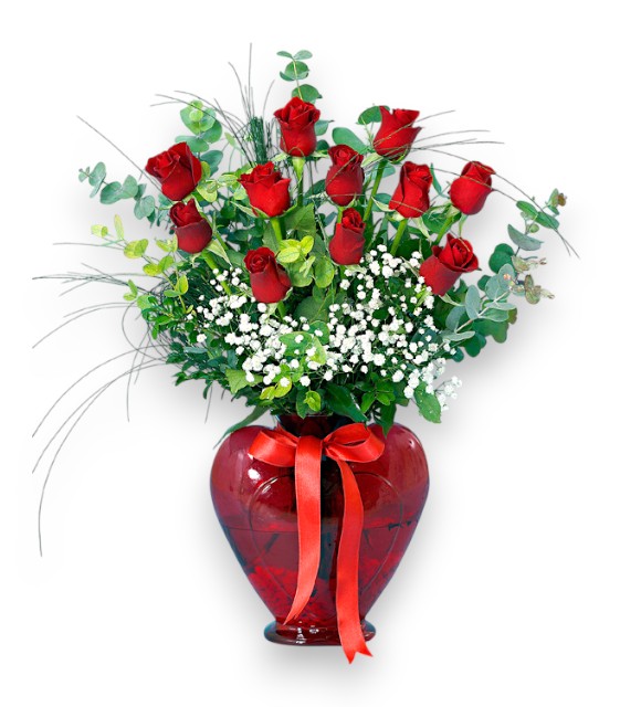 Kalp Vazoda 11 Adet Gül