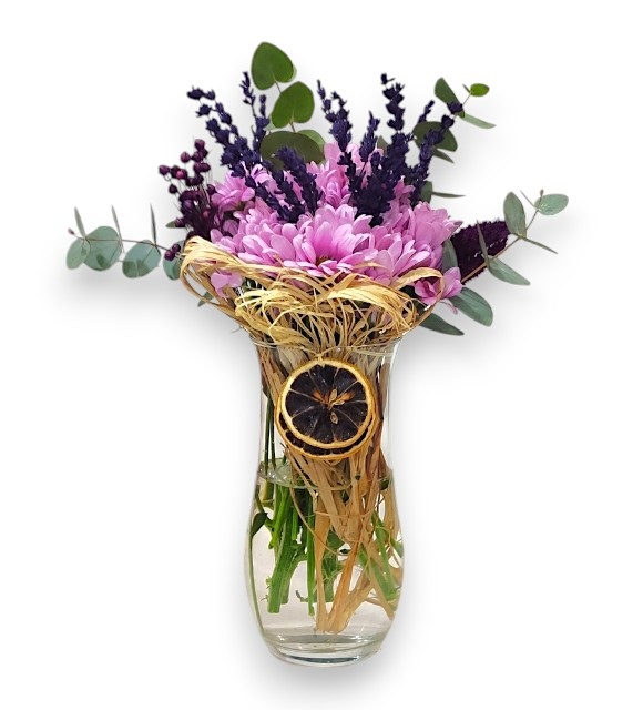 Cam Saksıda Pembe Papatya Buketi